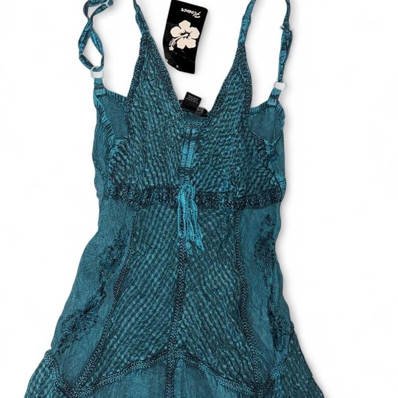 Chic Teal Lace Maxi Dress - Picture 2 of 3